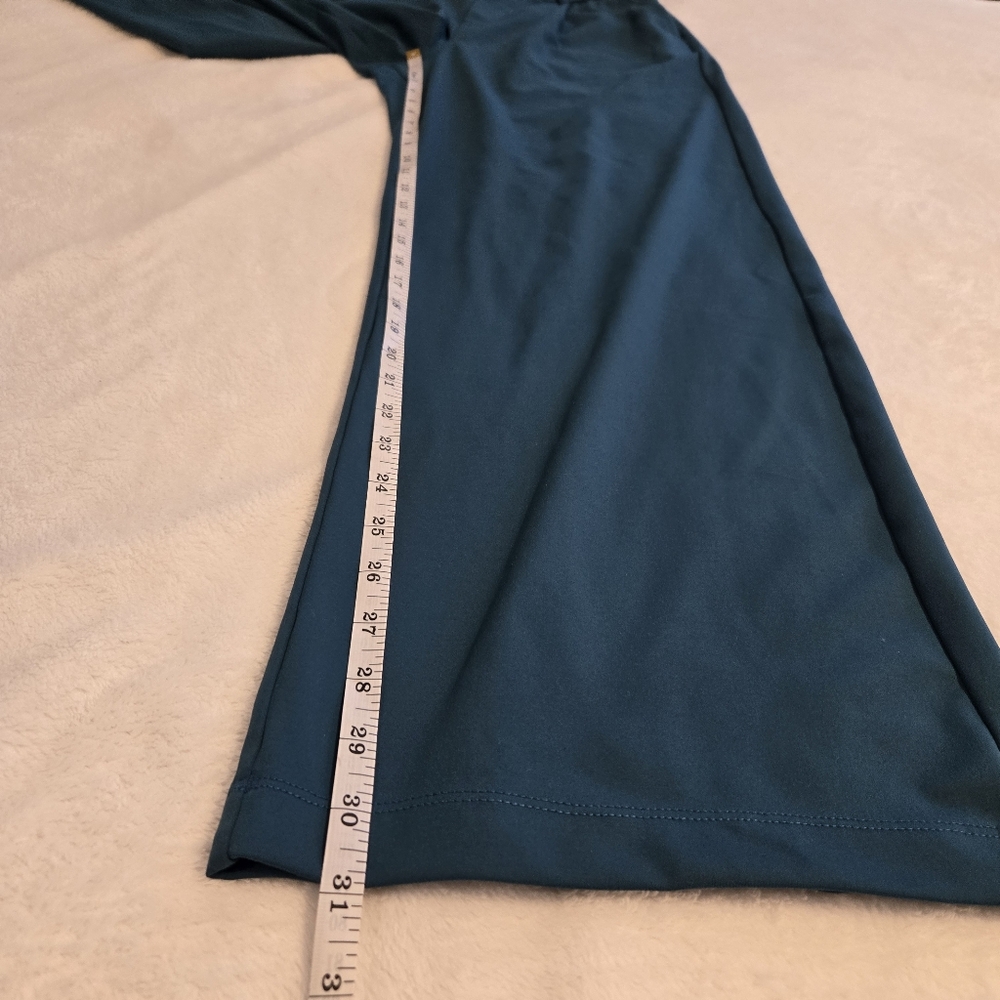 Halara Women's High Rise Wide Straight Leg Pants Teal Size Medium - Picture 9 of 11